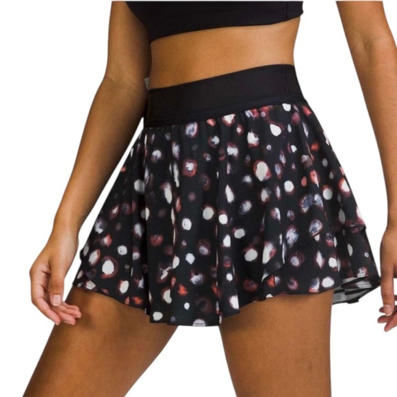 Lululemon Court Rival High Rise Skirt Haze Dot Inverse Orange Multi Skort - Picture 5 of 15